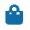 Blue shopping bag icon with handle on white background